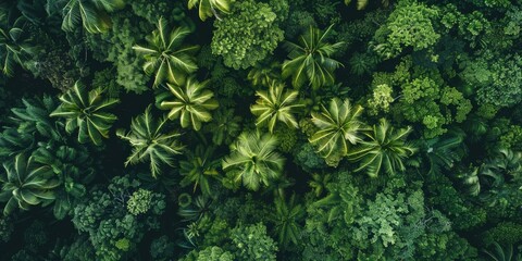 Wall Mural - Aerial perspective of a rainforest in summer.