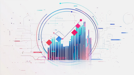 Abstract white background with Colorful charts and graphs with statistics to innovative analyze business potential and forecast future development of companies growth.