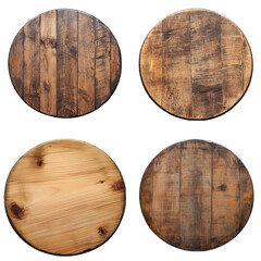 Four wooden circles with different textures and grain patterns