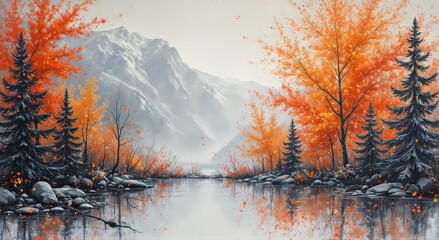 Wall Mural - sunrise in the mountains