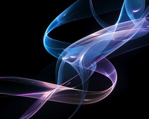 Wall Mural - abstract blue and purple waves on a black background.