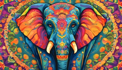 Wall Mural - Vibrant Mandala Art of a Majestic Elephant