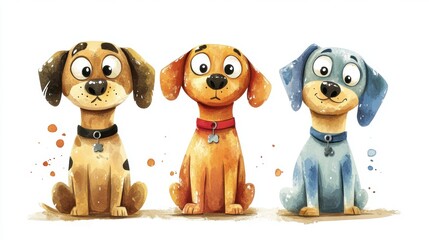 Poster - Cute Cartoon Dogs.