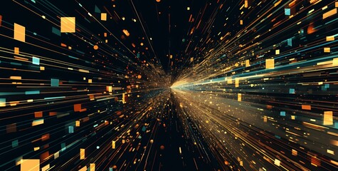 Wall Mural - Abstract digital art with streaks of light and glowing particles. A futuristic and modern design.