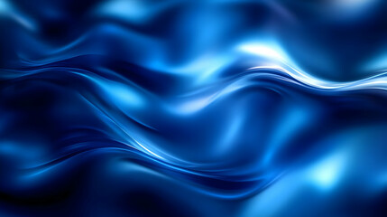 Abstract Blue Waves Background with Smooth Flowing Lines