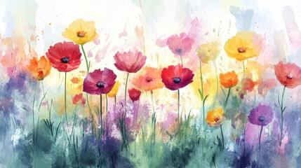 Canvas Print - Watercolor Flowers.