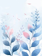 Wall Mural - Colorful plants on a light sky blue gradient background for decoration or design Generative AI