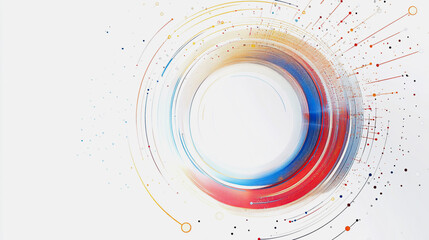 Wall Mural - Abstract white background with Colorful circle lines. Digital future technology . Abstract business connection of lines from nodes innovation of communication in the network.