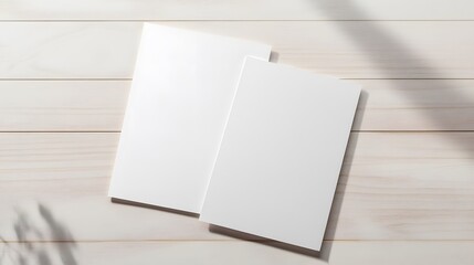 Two white sheets of paper are sitting on a wooden table