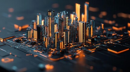 A futuristic city made of glowing financial charts, with rivers of liquidity flowing between skyscrapers, symbolizing investment growth