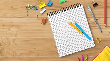 school stationery isolated on white