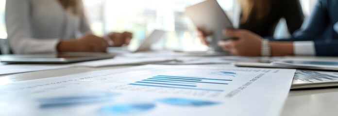 Poster - business meeting with charts and graphs