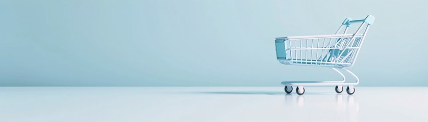 Poster - smart shopping cart, ai-assisted purchases, 3d illustration, modern retail concept, copy space,