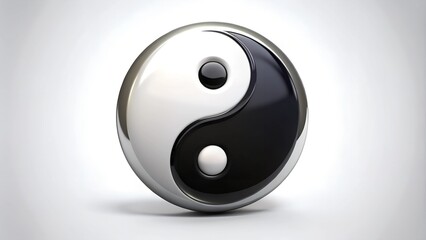 A realistic yin yang symbol with a 3D effect, set against a white background. The symbol represents the balance and interconnection of opposite forces in Taoist philosophy. Harmony in Contrast