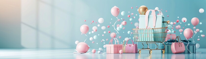 Poster - Shopping personalization, data-driven marketing, 3D illustration, customer engagement concept, copy space,