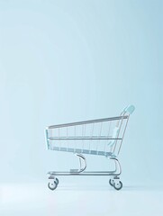 Poster - Smart shopping cart, AI-assisted purchases, 3D illustration, modern retail concept, copy space,