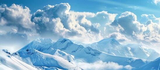 Poster - Snowy Mountain Peaks Under a Dramatic Sky