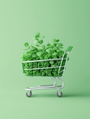 Poster - Sustainable shopping, eco-friendly retail practices, 3D illustration, green marketing concept, copy space,