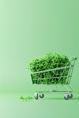 Poster - Sustainable shopping, eco-friendly retail practices, 3D illustration, green marketing concept, copy space,