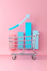 Poster - Shopping trends, predictive analytics in retail, 3D illustration, market analysis concept, copy space,