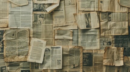 Vintage newspaper collage background. Old paper textures for design and print.