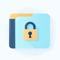 Poster - A folder icon with a lock symbol, secure file concept, flat design, isolated on white background