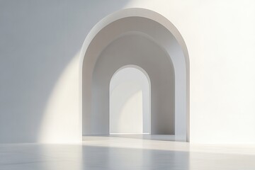 Wall Mural - A white archway with a white wall and a white pillar