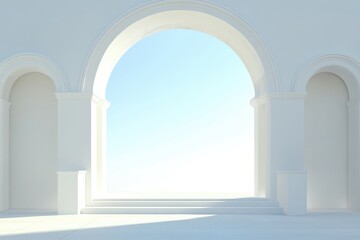 Wall Mural - A white archway with a white wall and a white pillar