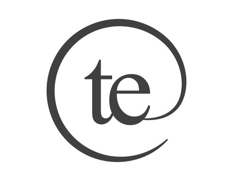 TE logo from two letter with circle shape email sign style. T and E round logotype of business company