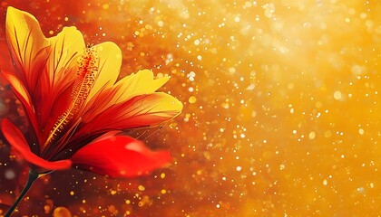 vibrant summer abstract background with red and orange hues blending into yellow bokeh texture