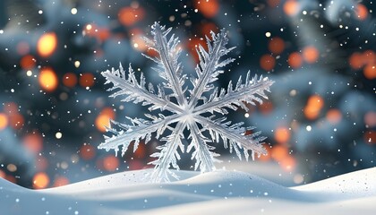 Festive 3D Render of Intricate Snowflakes and Detailed Winter Wonderland for the Holiday Season