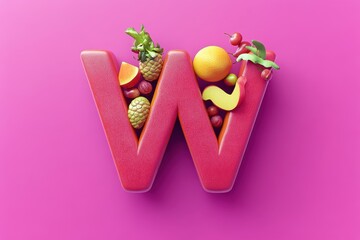 Poster - The letter W is made out of fruit and vegetables