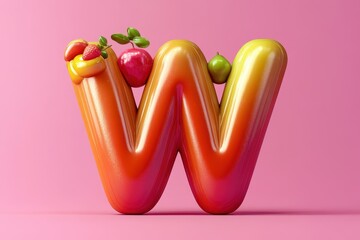 Poster - The letter W is made out of fruit and vegetables