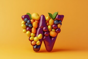 Poster - The letter W is made out of fruit and vegetables