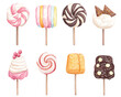 © kang_88_qp - Set of colorful cartoon lollipops isolated on clear background.