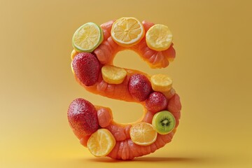 Wall Mural - A fruit salad with a letter S made out of fruit