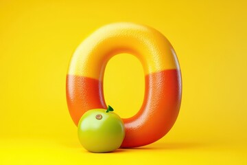 Wall Mural - A wreath of raspberries and oranges with the letter O in the center