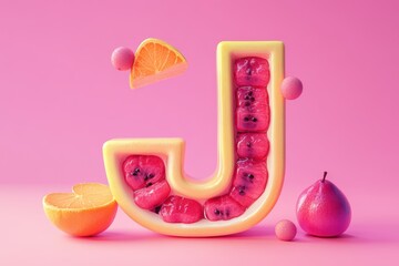 Wall Mural - The letter J is made out of fruit