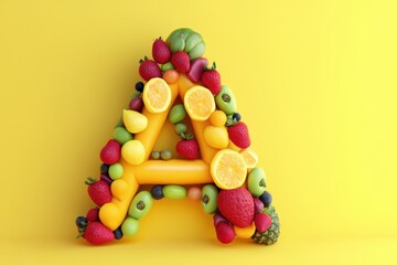 Poster - A fruit salad is used to spell out the letter A