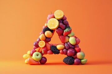 Poster - A fruit salad is used to spell out the letter A