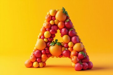 Poster - A fruit salad is used to spell out the letter A