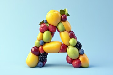 Wall Mural - A fruit salad is used to spell out the letter A