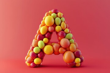 Wall Mural - A fruit salad is used to spell out the letter A