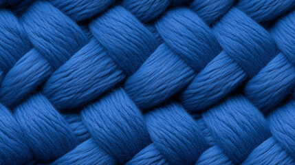 Poster - Soft cotton fabric in seamless textured pattern, showcasing rich blue hue. intricate braiding creates visually appealing design, perfect for various textile applications