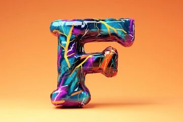 Wall Mural - The letter F is made of colorful glass and has a rough texture