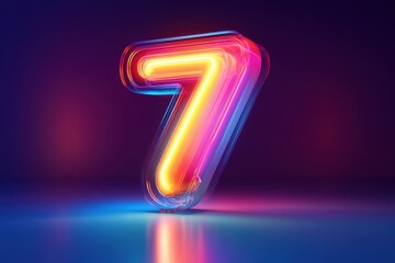 Canvas Print - A neon sign with the number 7 in bright colors