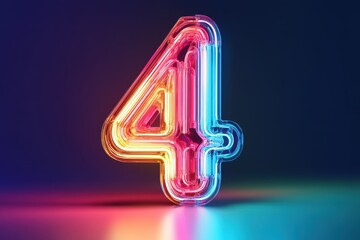 Wall Mural - A neon sign with the number 4 in neon colors