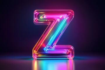 Fototapete - A neon Z is lit up in a blue background