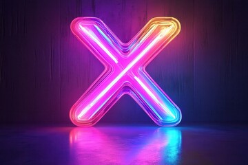 Wall Mural - The neon X is lit up in a neon sign