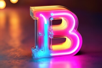 Wall Mural - A neon B is lit up in a neon sign